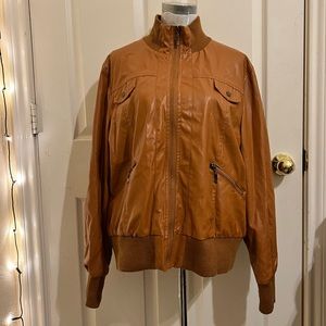 Camel Faux Leather Jacket